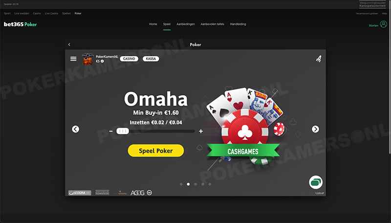 bet365 Poker Lobby - Omaha €0,02/ €0,04