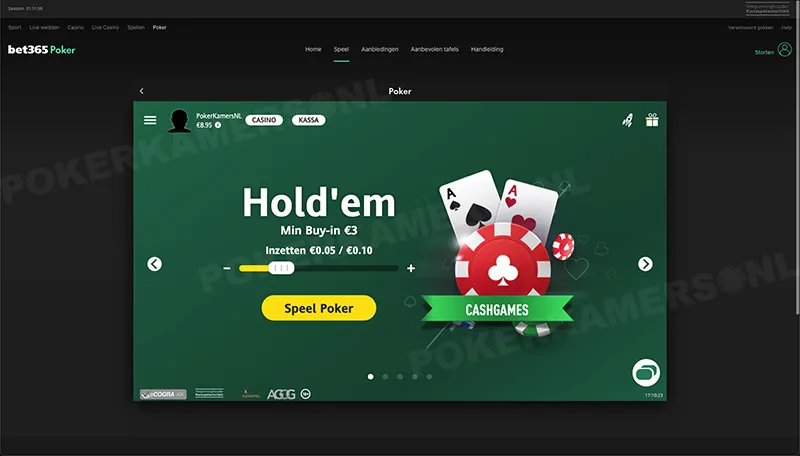 bet365 Poker Lobby - Texas Holdem €0,05/ €0,10