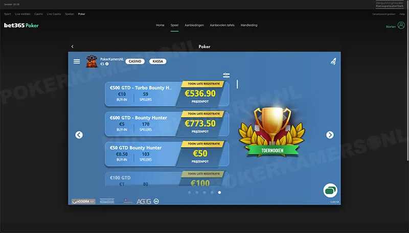 bet365 Poker Lobby - Toernooien