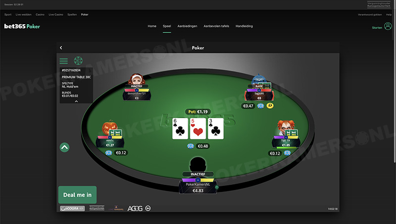 bet365 Poker Cash Game Tafel (Afbeelding 1)
