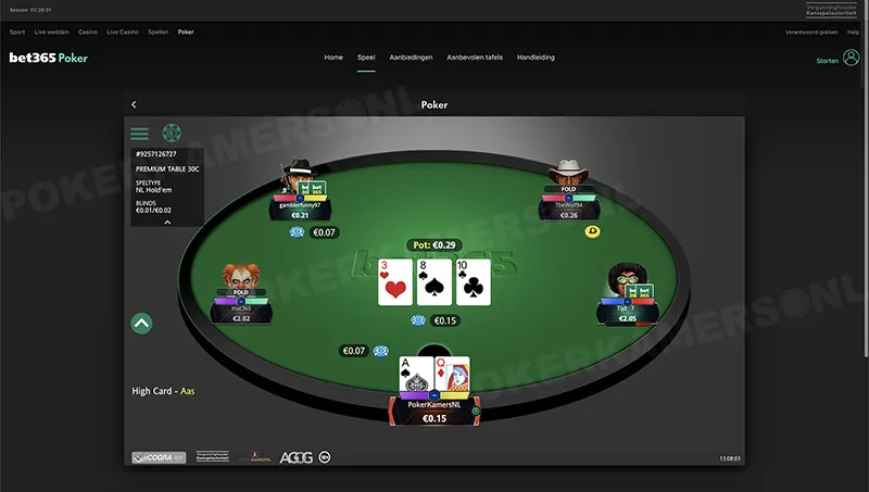 bet365 Poker Cash Game Tafel (Afbeelding 4)