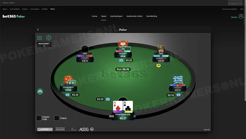 bet365 Poker Cash Game Tafel (Afbeelding 5)