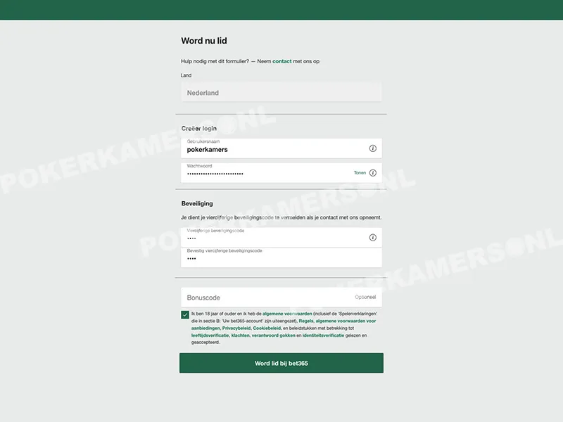 bet365 Registratieproces - Stap 2
