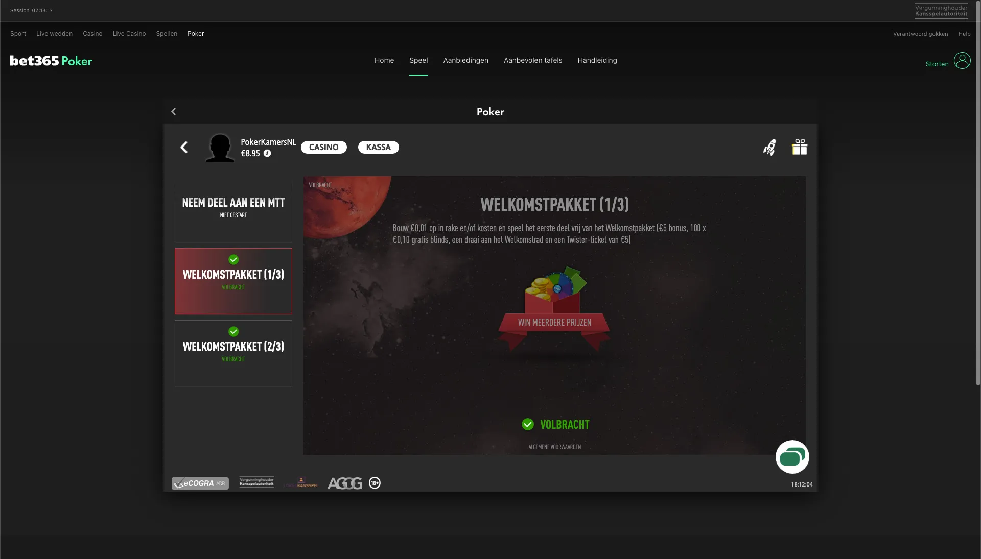 bet365 Welkomstpakket (Missie 1 - Volbracht)