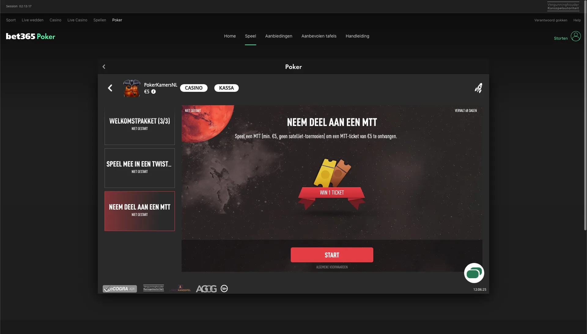 bet365 Welkomstpakket (MTT)