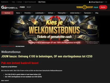 GGPoker Welkomstbonus Optie 1