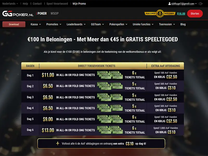 GGPoker Welkomstbonus Optie 2