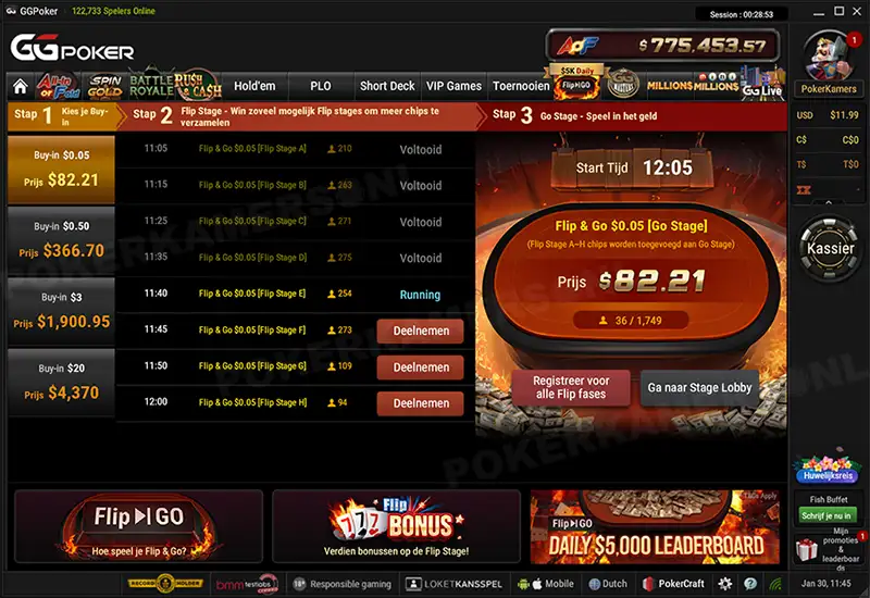 GGPoker NL Flip & Go - Scherm 1