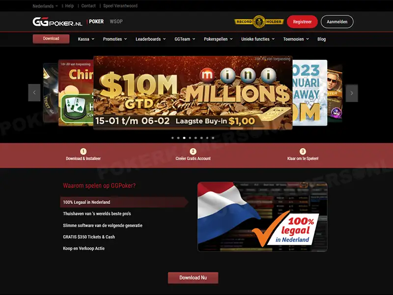 Screenshot van de GGPoker NL Homepage