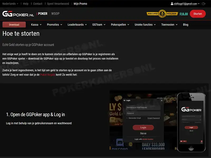 GGPoker NL Geld Storten - Stap 1