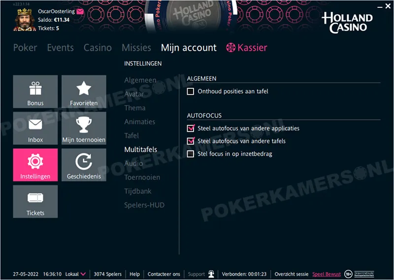Holland Casino Poker Instellingen - Multitafels
