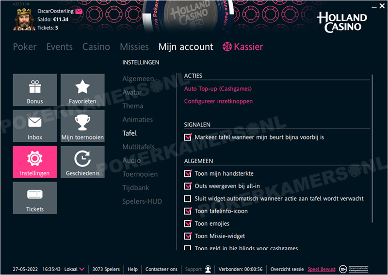Holland Casino Poker Instellingen - Tafel