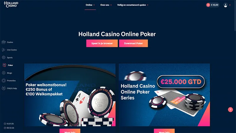Holland Casino Poker - Startscherm