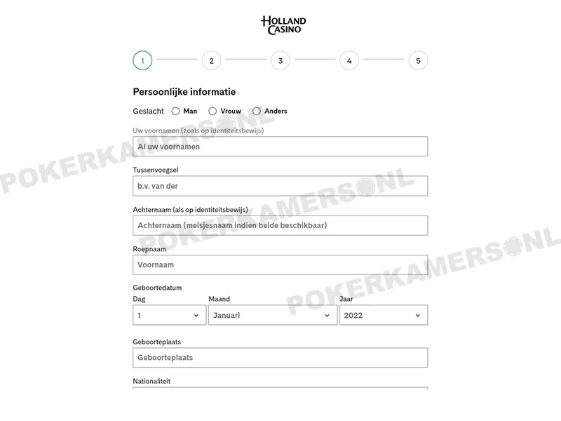 Holland Casino Poker Registratieproces - Stap 1