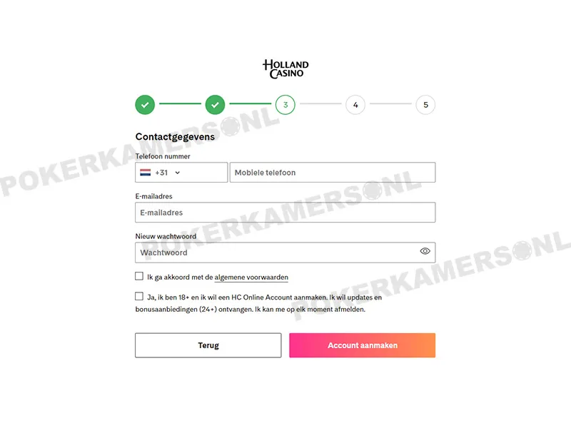 Holland Casino Poker Registratieproces - Stap 3
