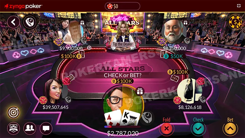 Zynga Poker Shorthanded Pokertafel Scherm (Pre-Flop)